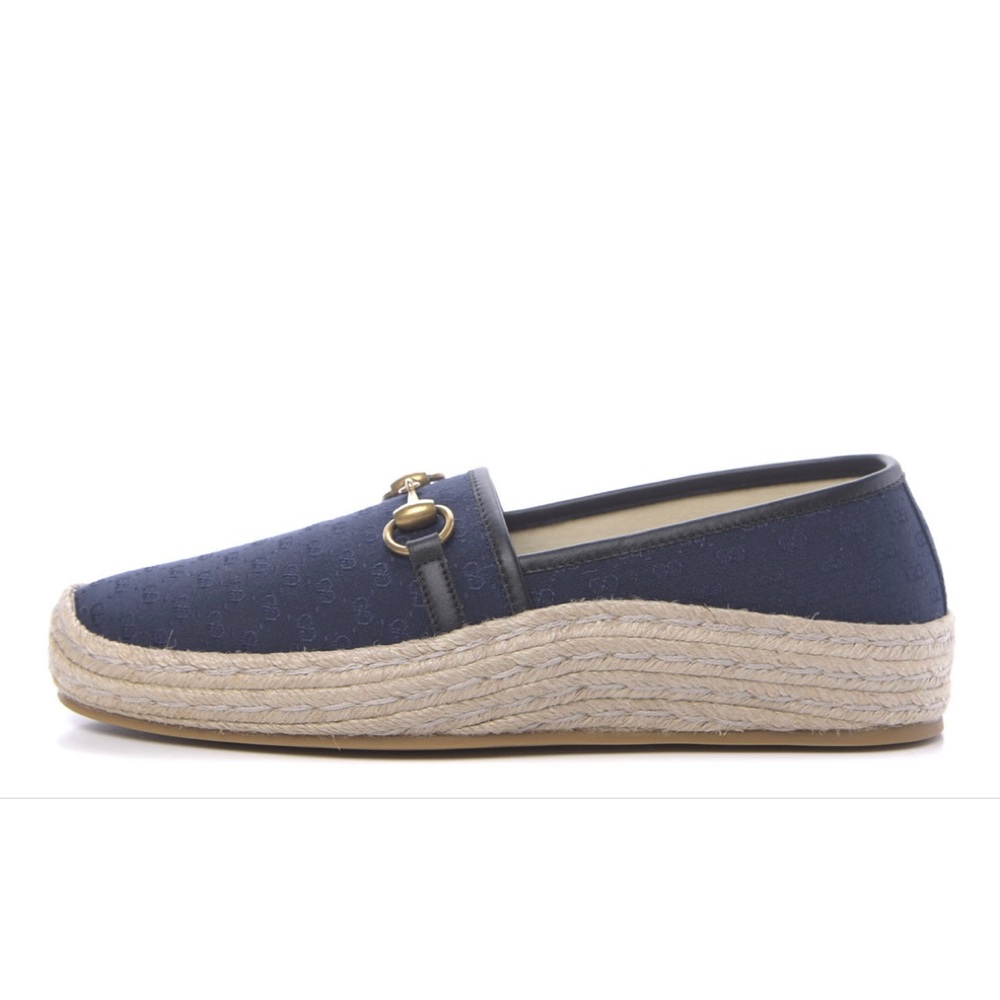 Gucci London Blue GG  Mignon Soft Canvas Horsebit Flat Espadrilles Men Sz 11 NIB - Picture 2 of 15